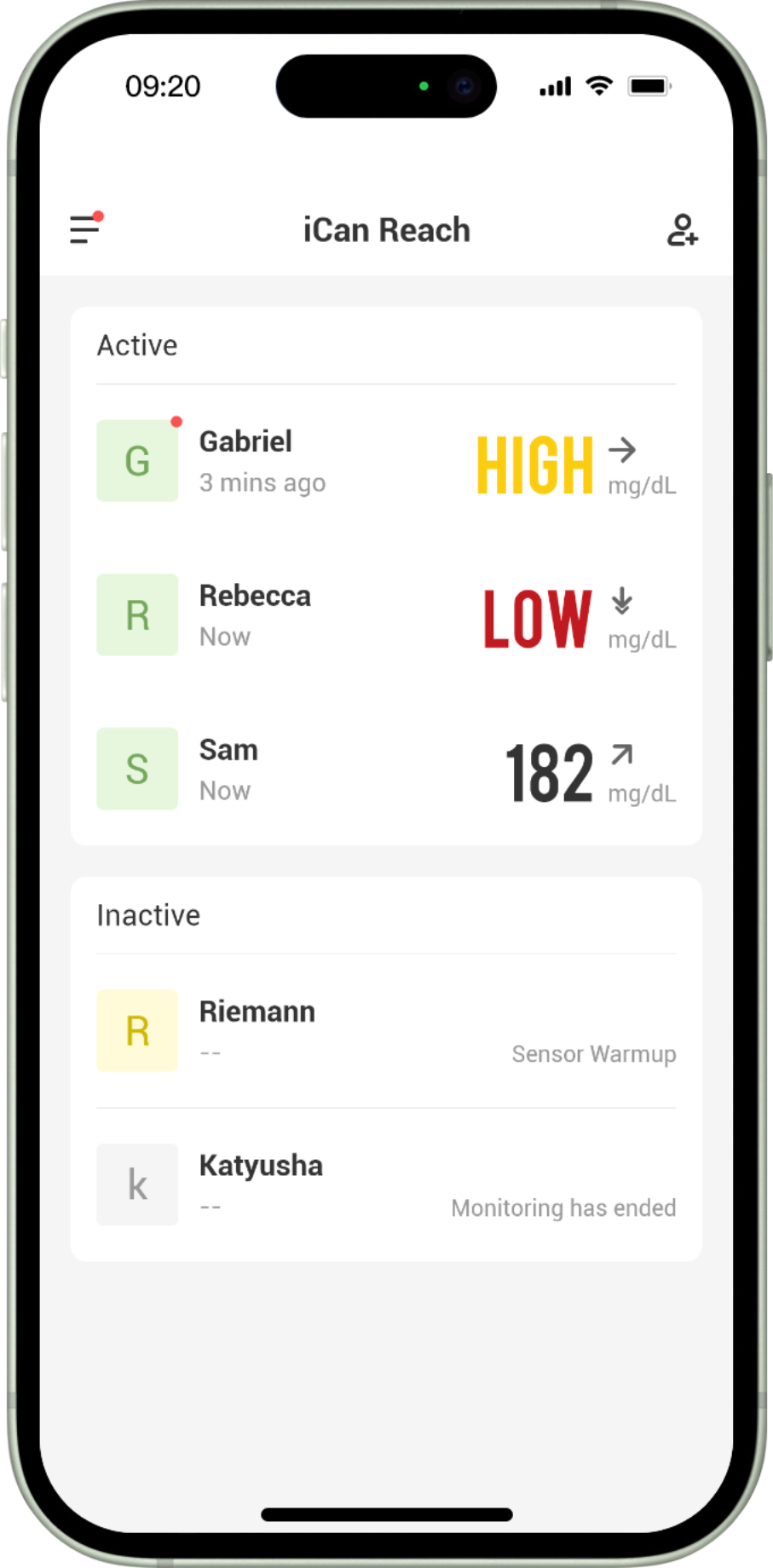 cuidadores usando iCan Reach App para monitorear glucosa remotamente